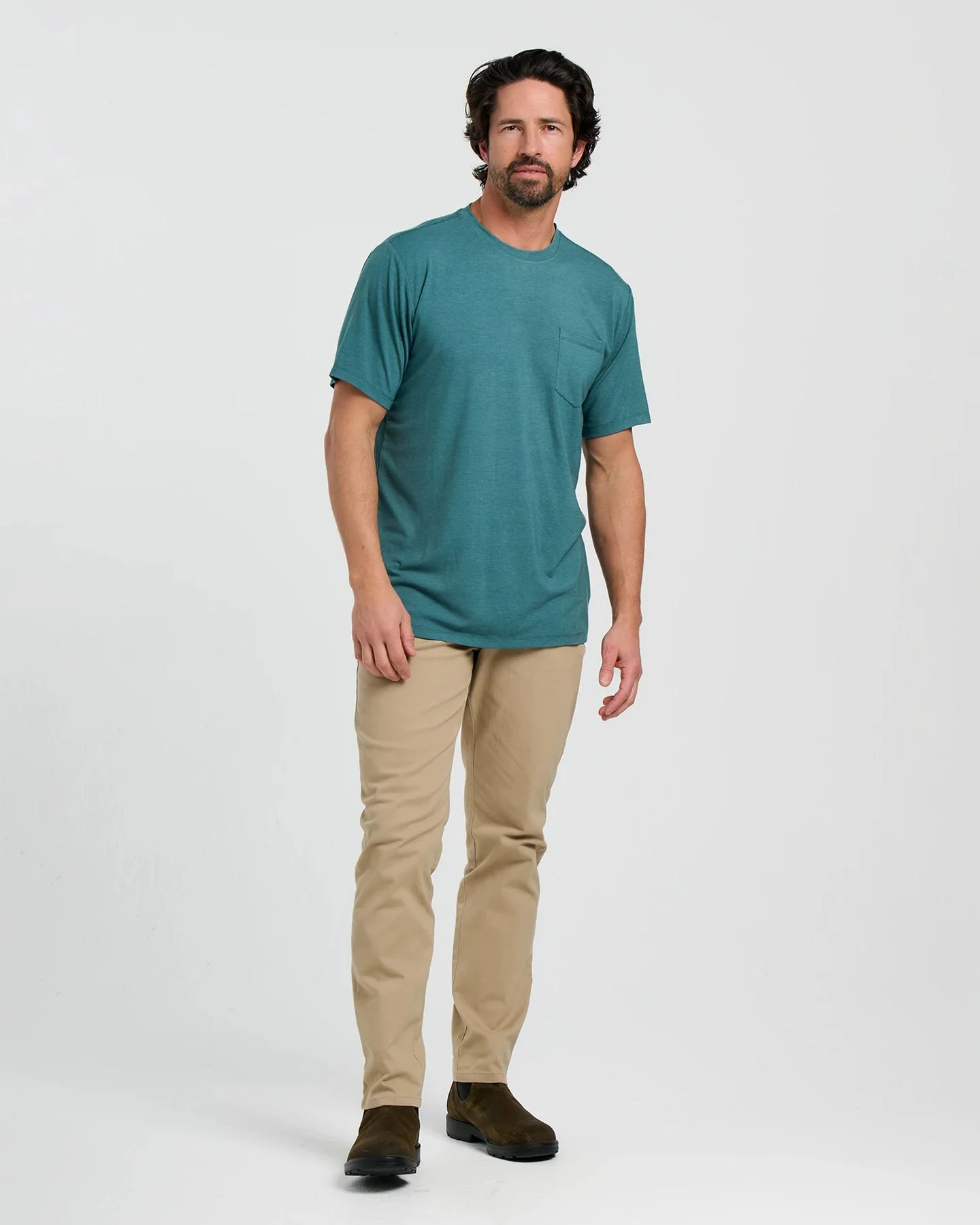 Free Fly Men'S Bamboo Flex Pocket Tee - Heather Sea Pine - Image 3
