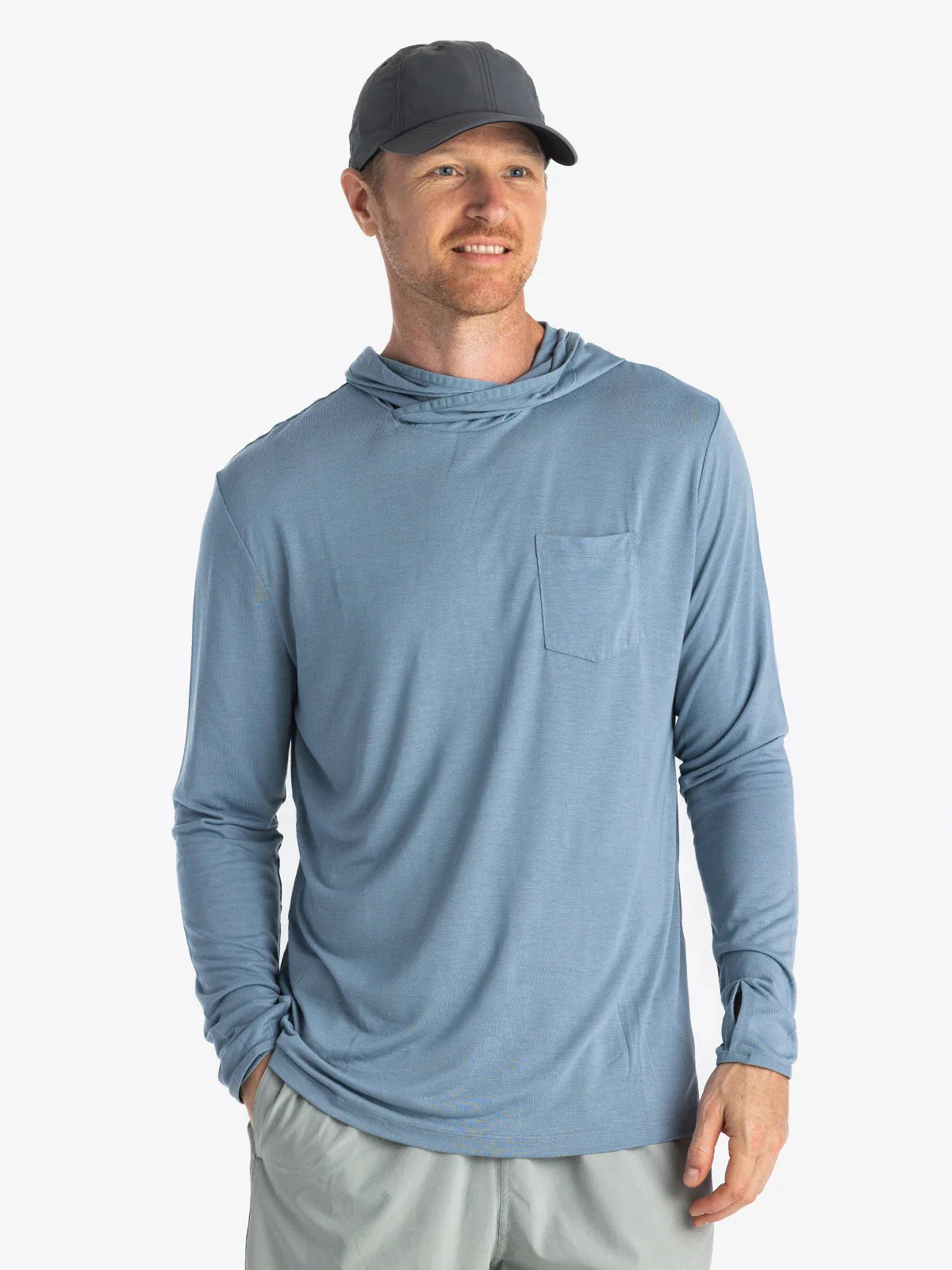 Free Fly Men'S Bamboo Lightweight Hoodie - Blue Fog