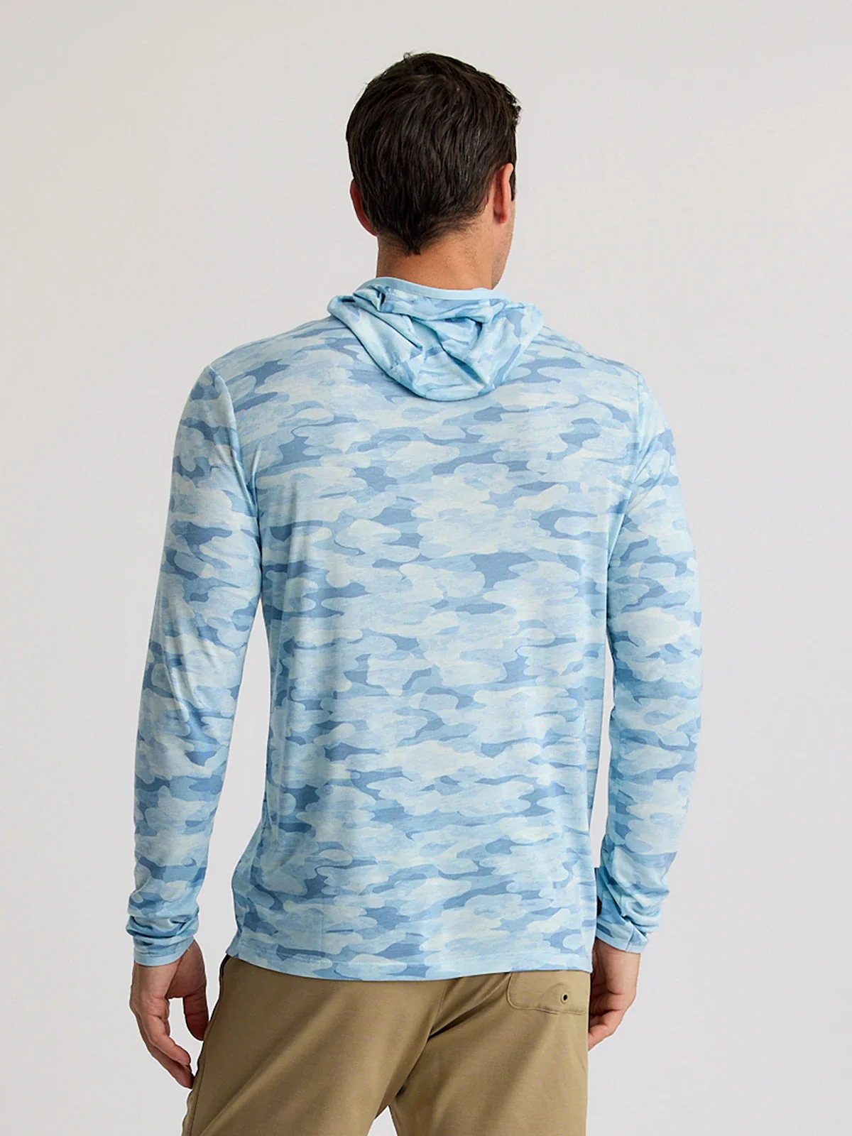 Free Fly Men'S Bamboo Lightweight Hoodie - Seasmoke Camo - Surf Blue - Image 2