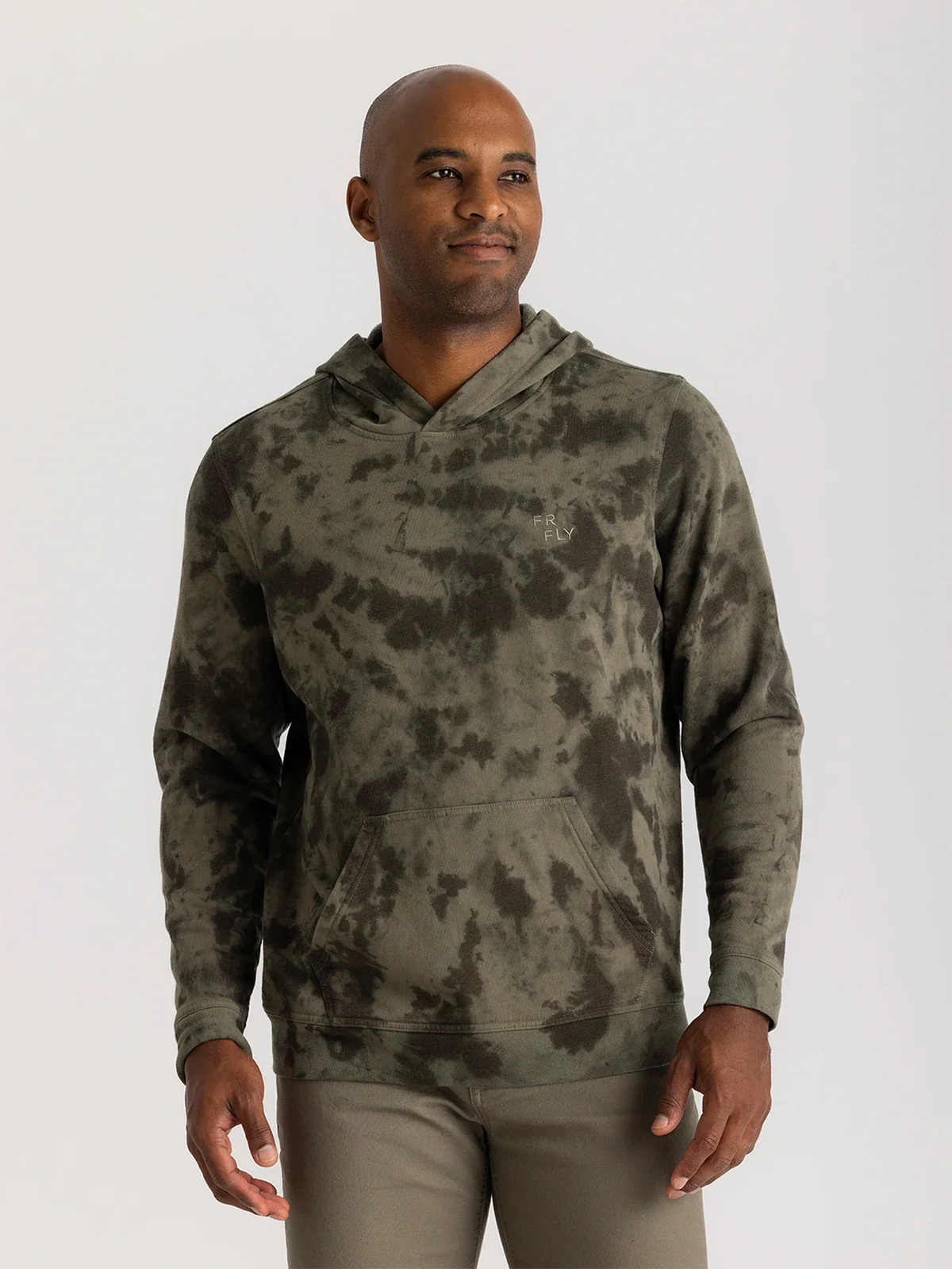 Free Fly Men's Embroidered Logo Fleece Hoodie - FATIGUE TIE DYE
