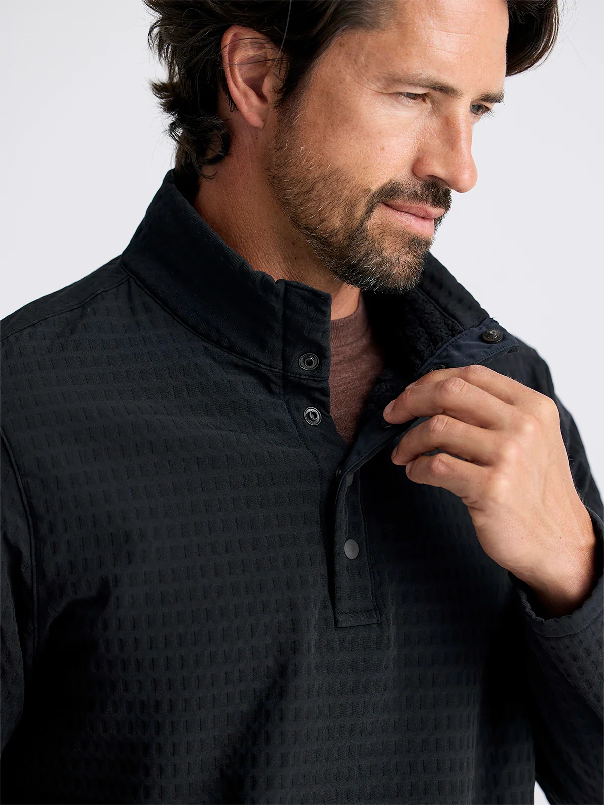 Free Fly Men's Gridback Fleece Snap Pullover - BLACK - Image 3