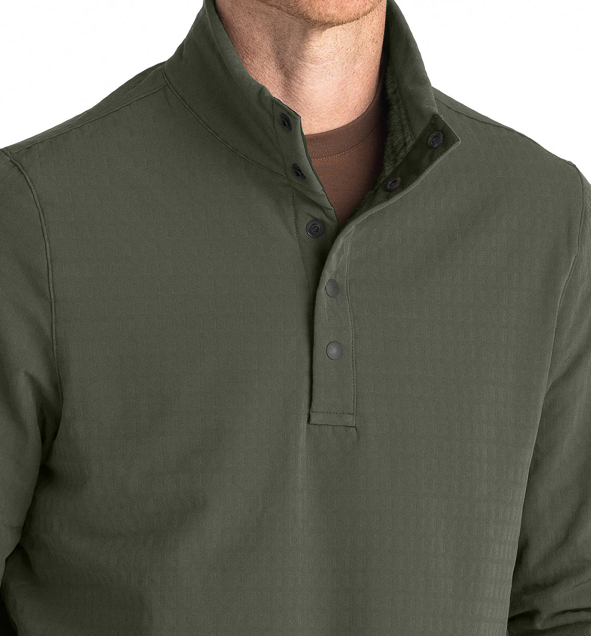 Free Fly Men's Gridback Fleece Snap Pullover - DARK OLIVE - Image 3
