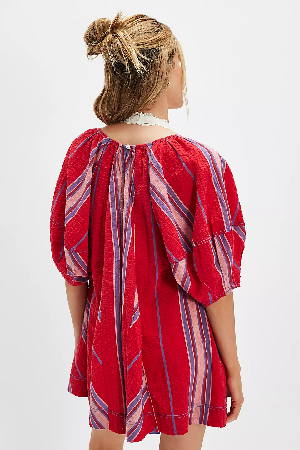 Free People Bop Around Romper - Seaside Stripe Red - Image 2