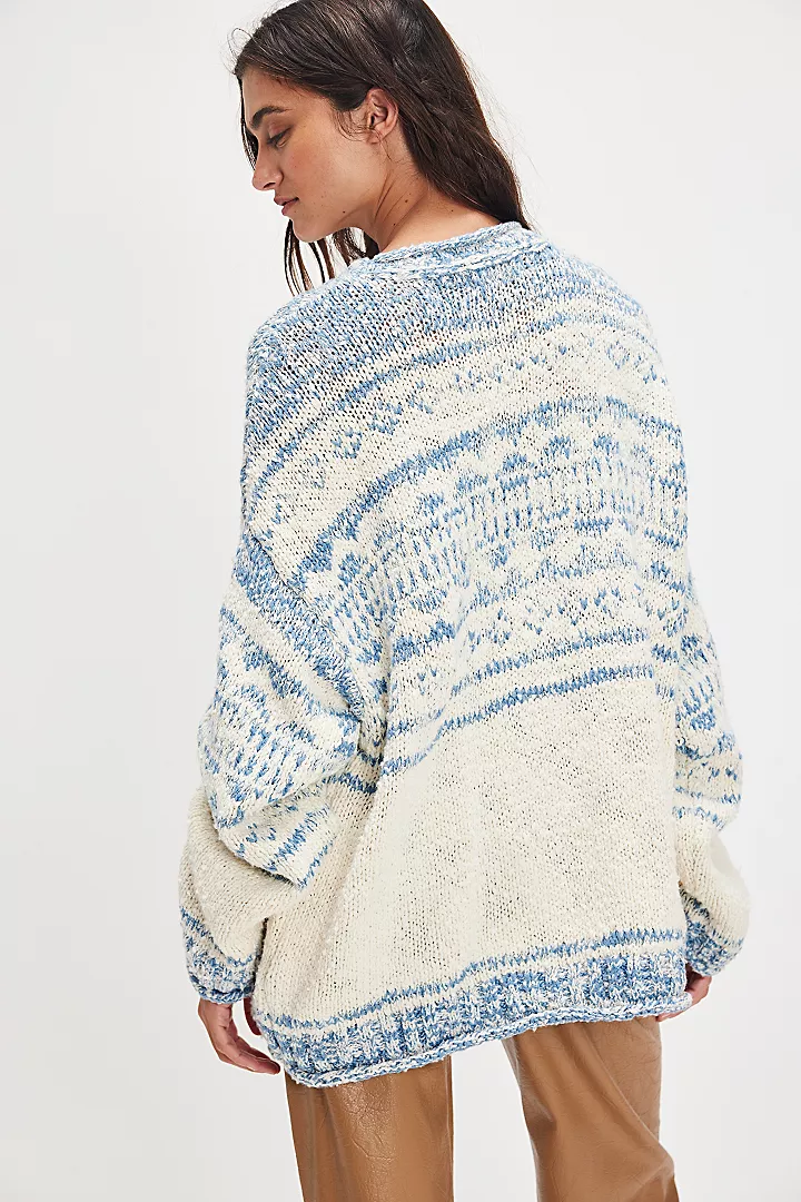 Free People Dani Pattern Sweater - Cloud Combo - Image 2