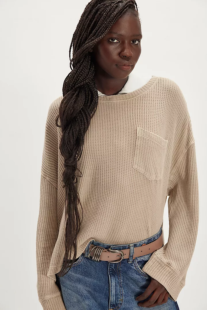 Free People Dawson Pocket Thermal - Smoothe Stone - Image 3