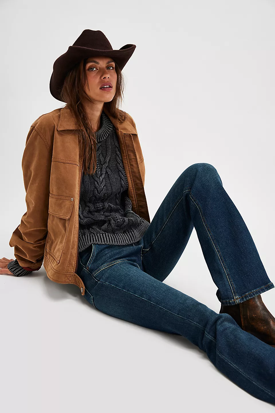 Free People Frankie Cable Sweater - BLACK - Image 2