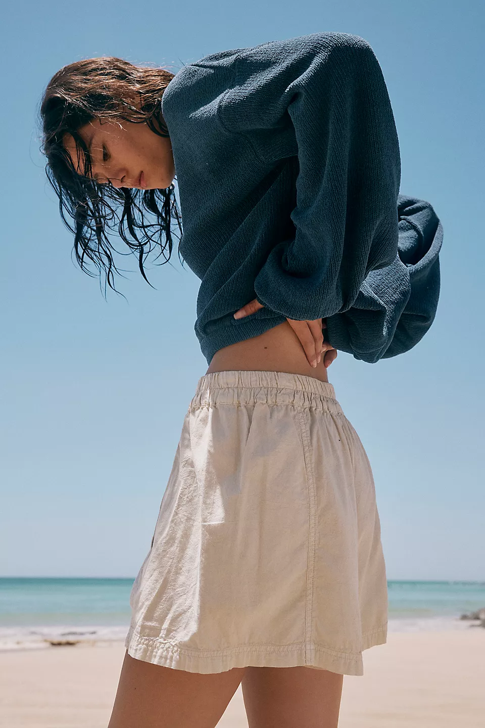 Free People Get Free Poplin Pull-On Shorts - NILLA CREAM - Image 3