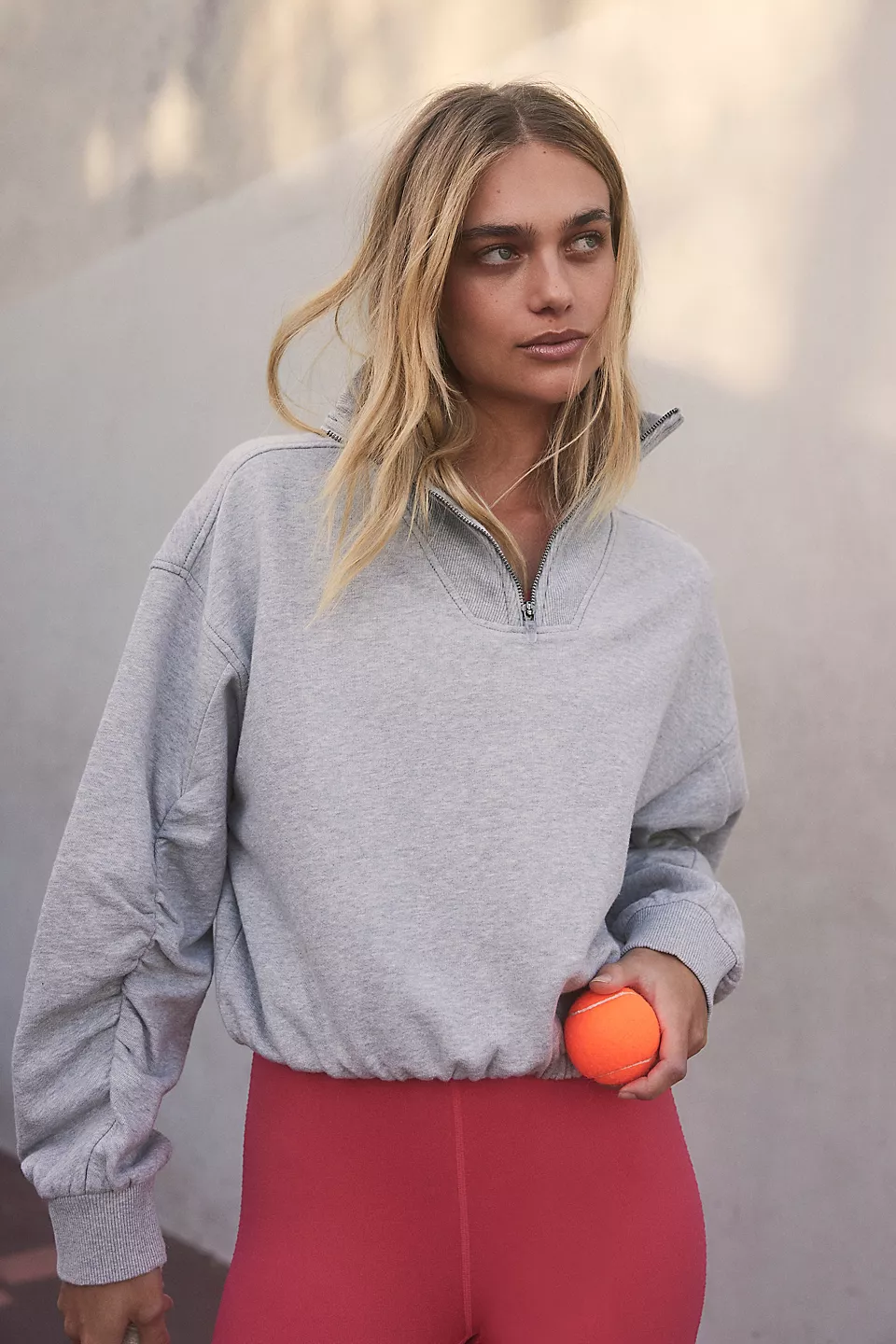 Free People Valley Girl Sweat Unlined Fleece - Heather Grey - Image 2