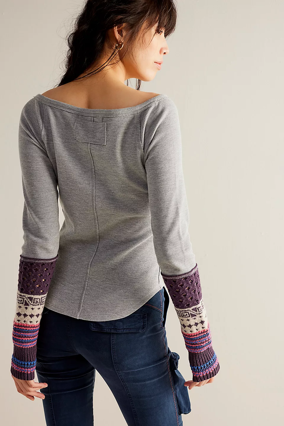 Free People We The Free Cozy Craft Cuff  - Heather Grey Combo - Image 2