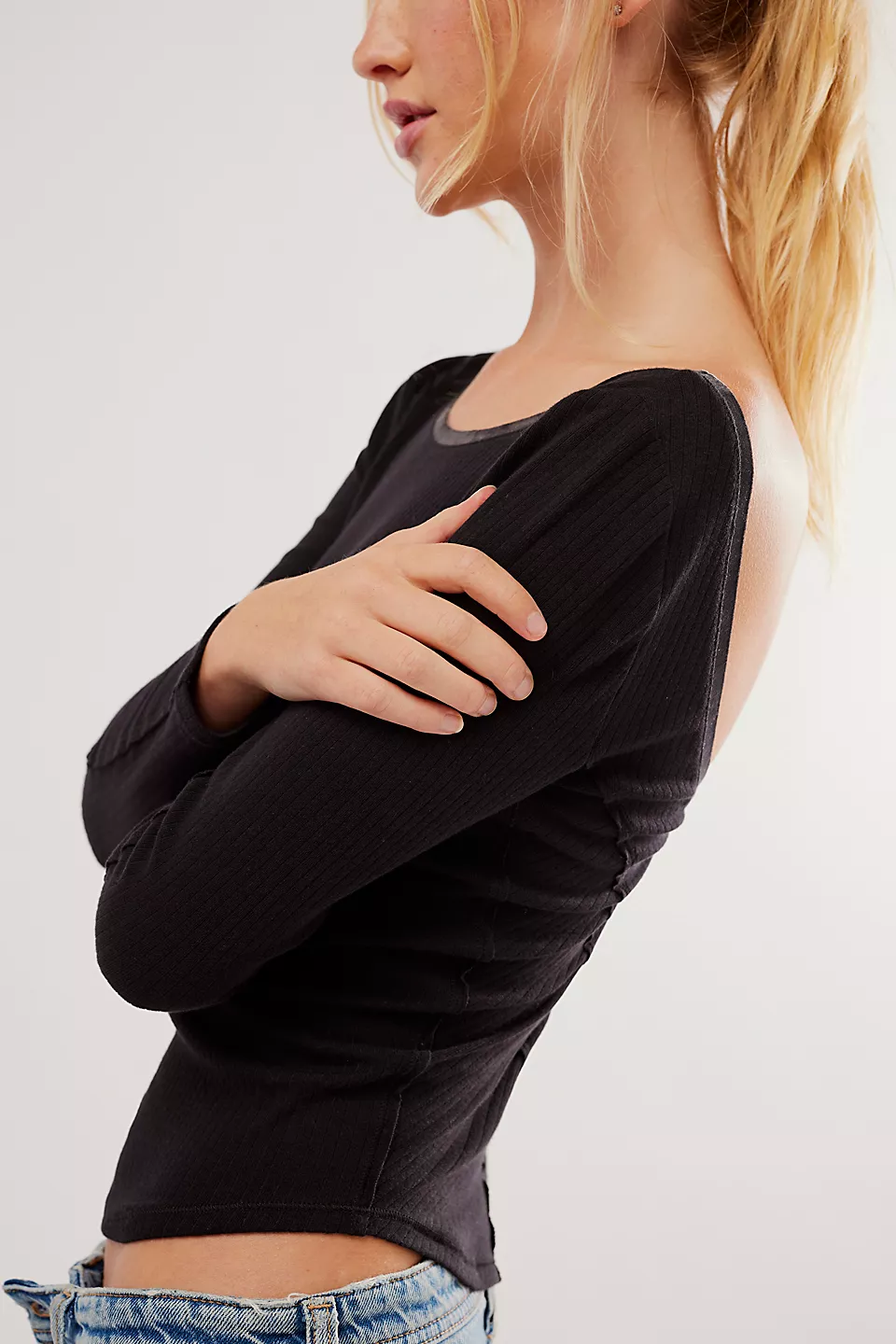Free People Long Run Layering Top - Black - Image 3