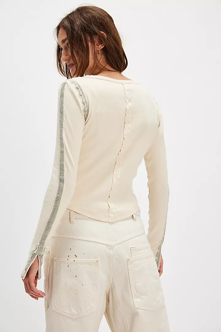 Free People Lost Love Long-Sleeve Top - Tea Combo - Image 2