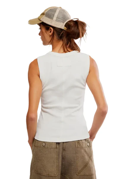 Free People Murphy Tank Top - Whisper White - Image 3