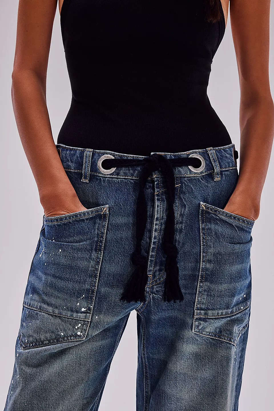 Free People Pan Moxie Low Slung Pull On - Timeless Blue - Image 2