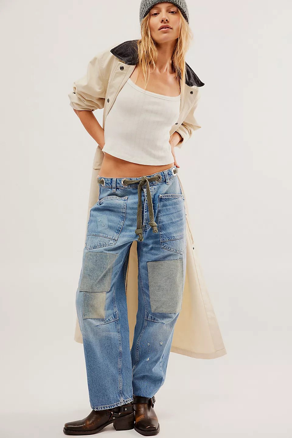 Free People Pan Moxie Low Slung Pull On - Truest Blue