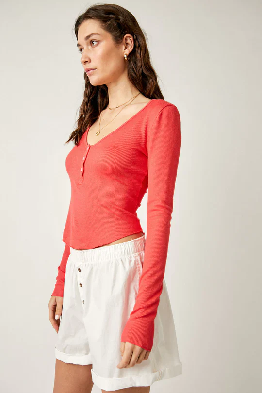 Free People Keep It Basic Layering Top  - Red Pop - Image 2