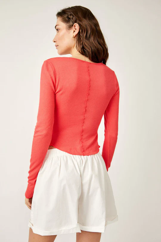 Free People Keep It Basic Layering Top  - Red Pop - Image 3
