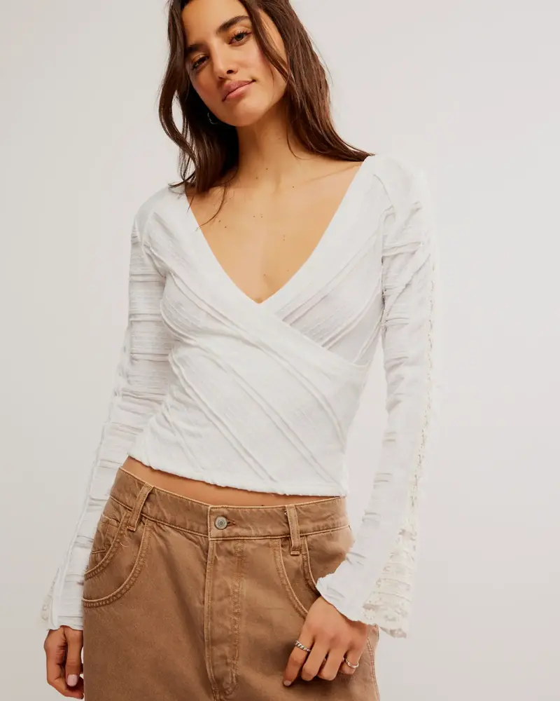 Free People Rocky Long Sleeve Knit - WHITE - Image 3