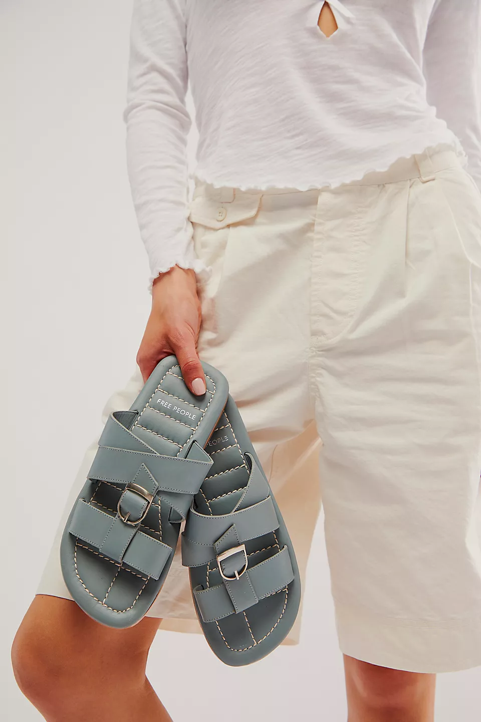 Free People Sloan Buckle Sandals - STORMY SEA - Image 3