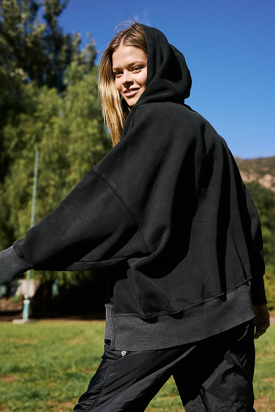 Free People Sprint To The Finish Hoodie - BLACK - Image 2