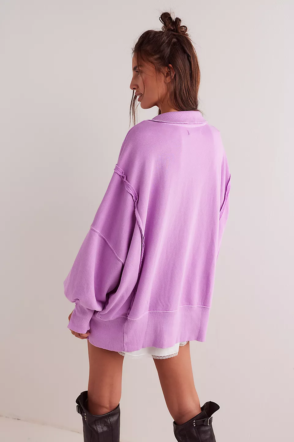 Free People We The Free Camden Henley Sweatshirt - BUBBLE TEA - Image 2
