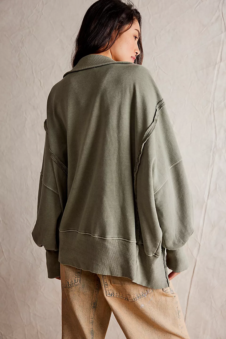 Free People We The Free Camden Henley Sweatshirt - LAUREL OAK - Image 2