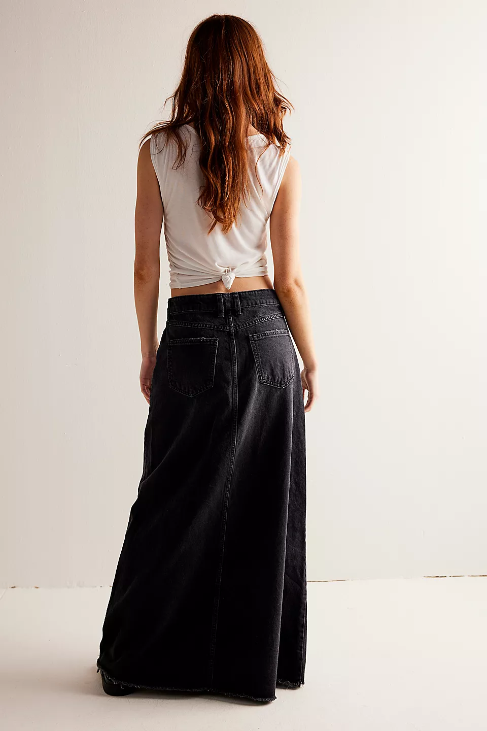 Free People We The Free Come As You Are Denim Maxi Skirt - BLACK - Image 2