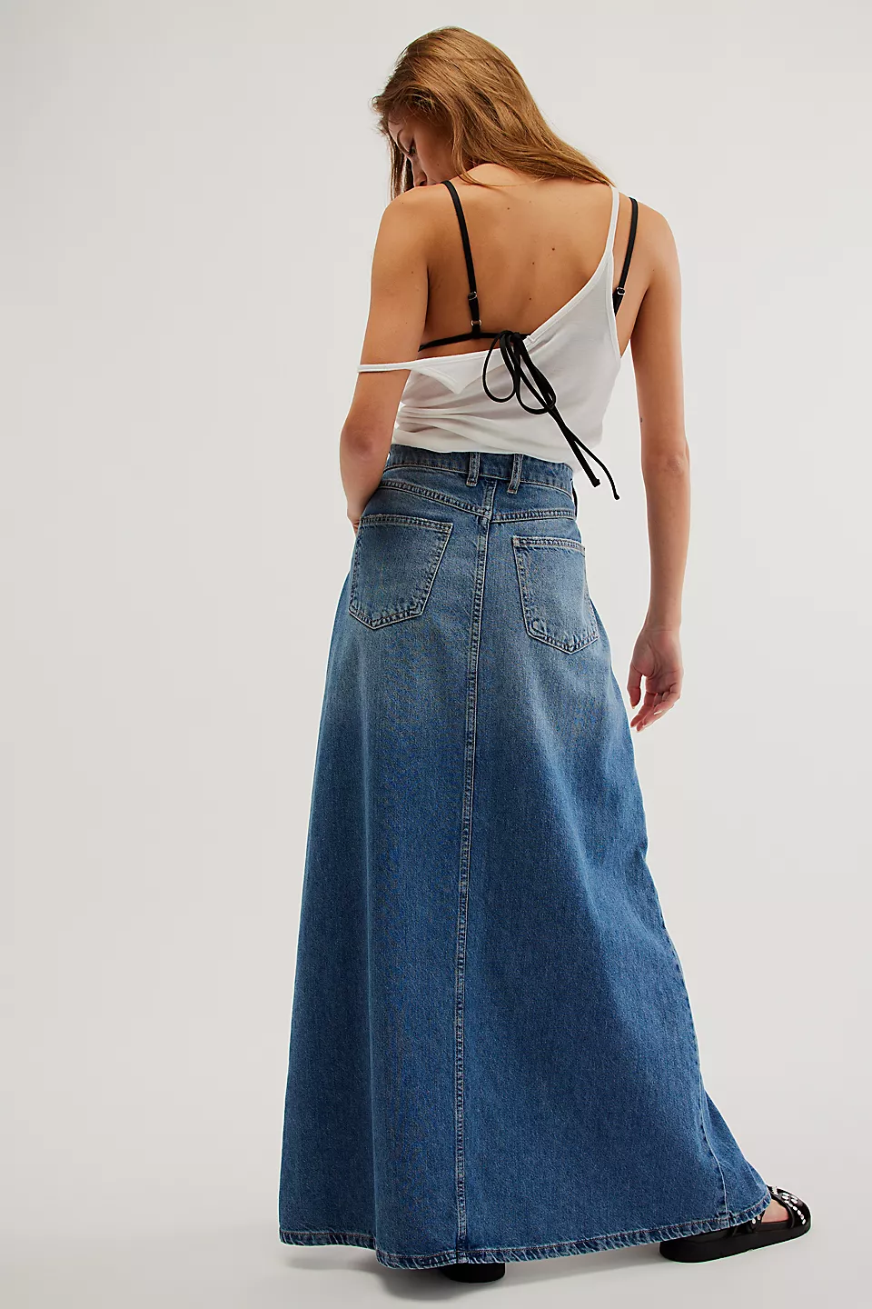 Free People We The Free Come As You Are Denim Maxi Skirt - SAPPHIRE BLUE - Image 3