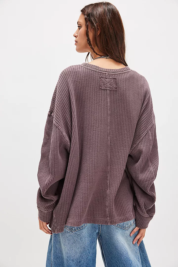 Free People We The Free Dawson Pocket Thermal - Chocolate Grape - Image 2