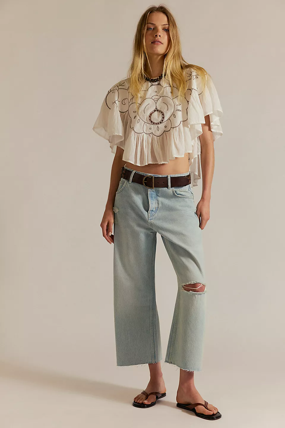 Free People We The Free Deep Trance Dropped Boyfriend Jeans - Bleached Out - Image 2