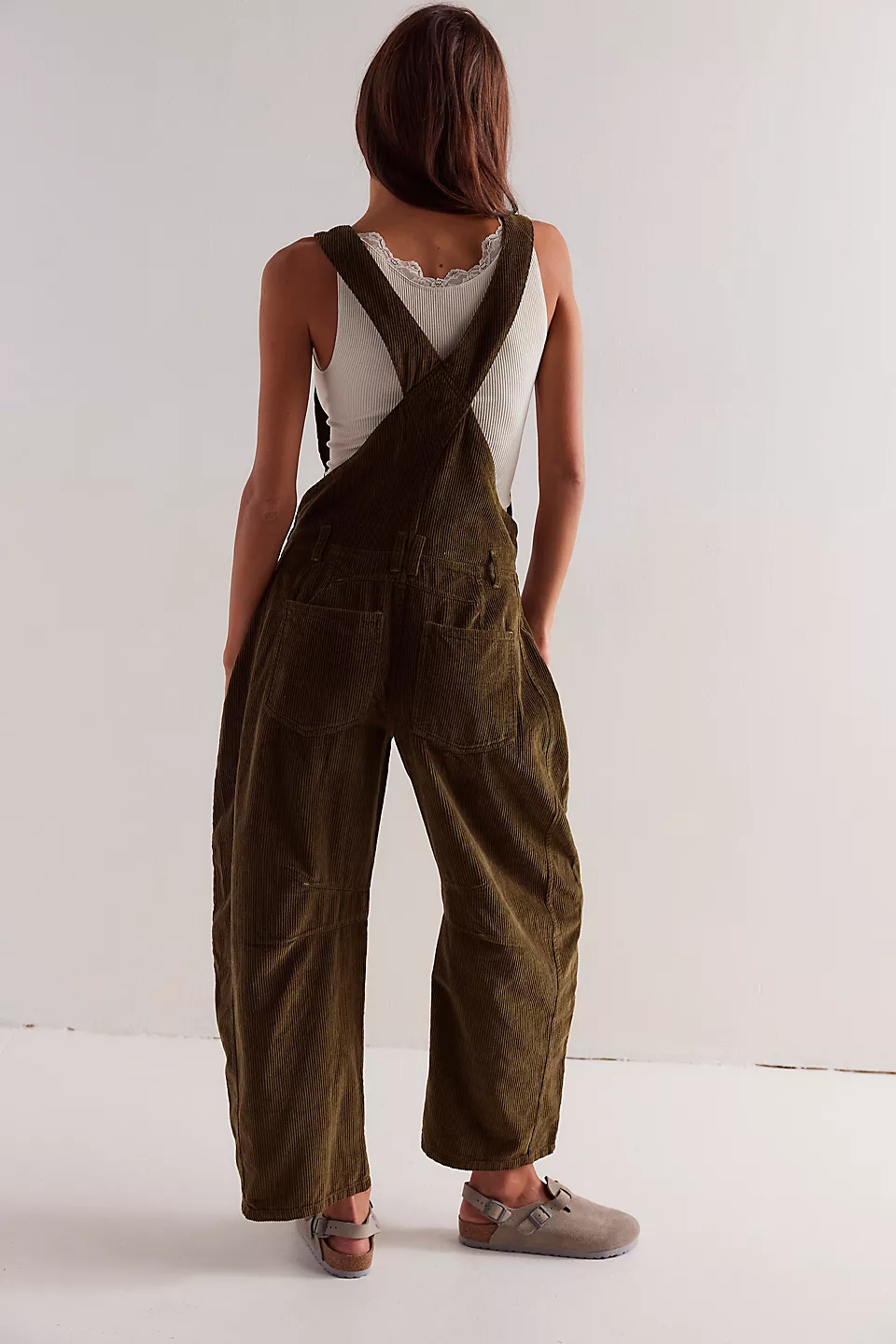 Free People We The Free Good Luck Cord Overalls - FIR GREEN - Image 2