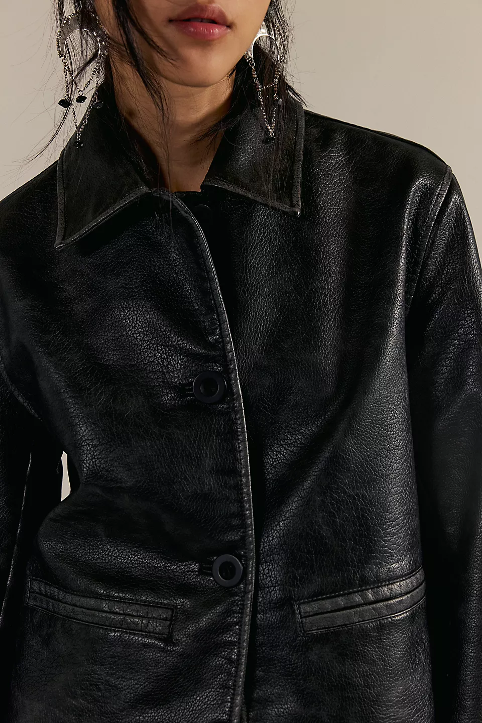 Free People We The Free Hera Vegan Leather Jacket - Black - Image 2