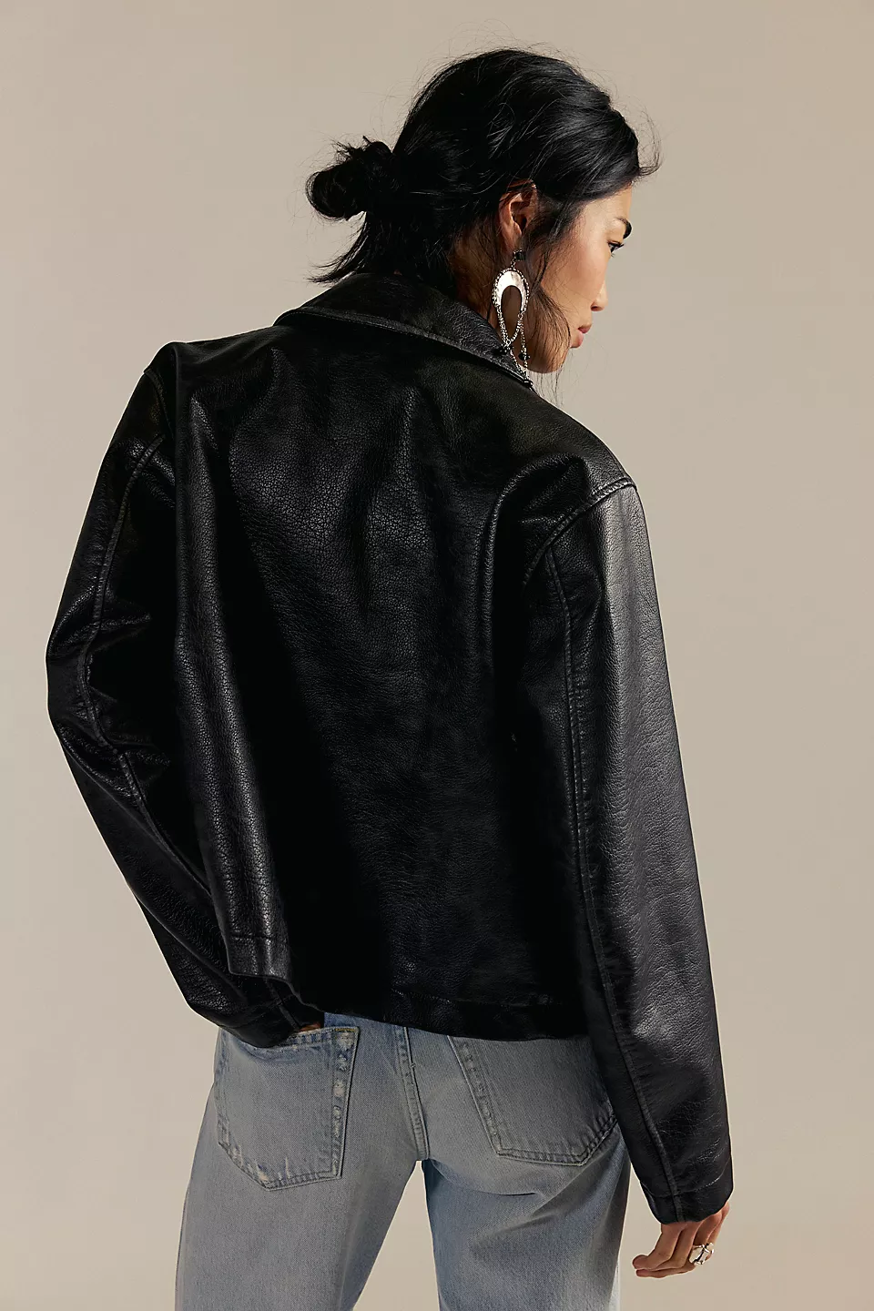 Free People We The Free Hera Vegan Leather Jacket - Black - Image 3