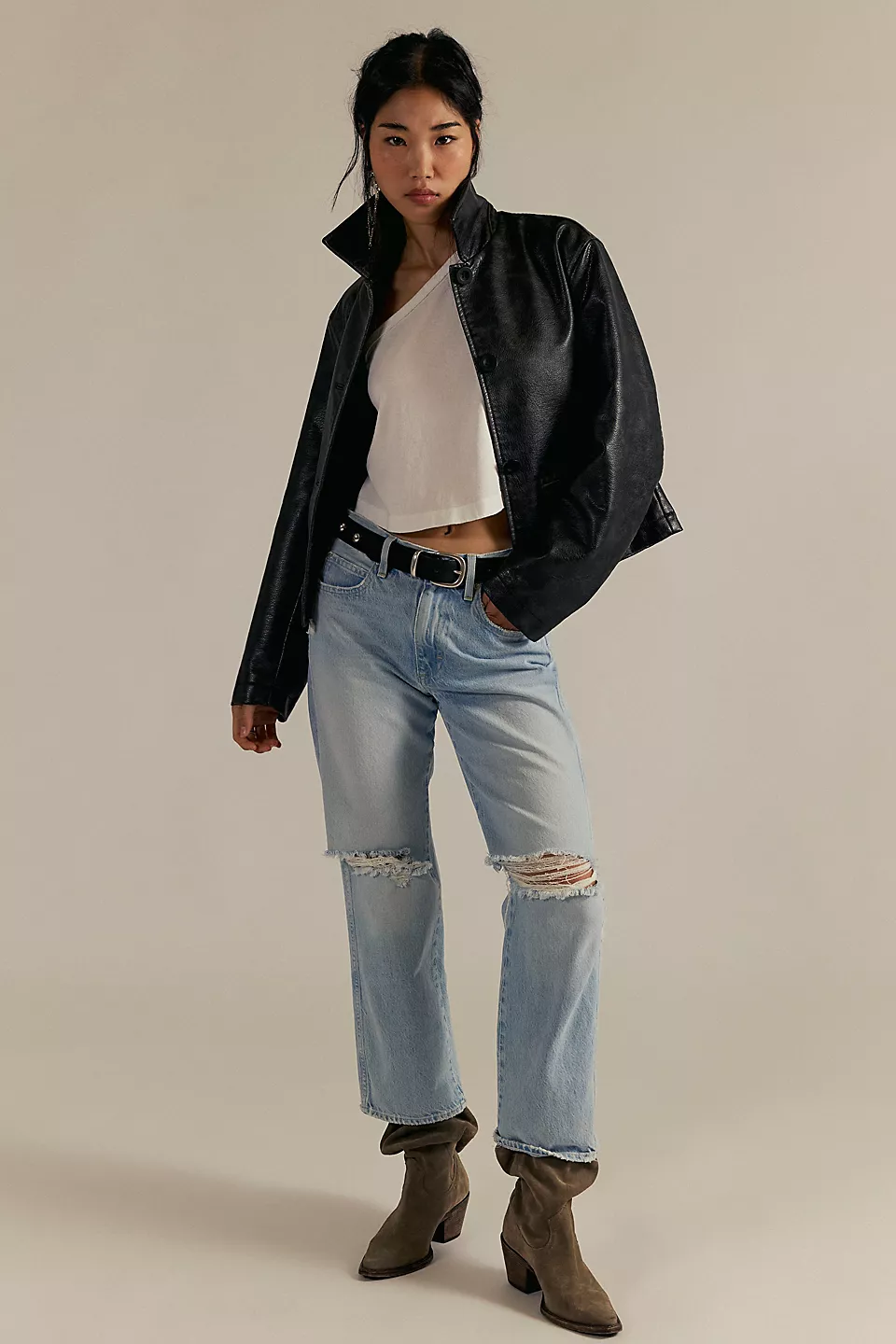 Free People We The Free Hera Vegan Leather Jacket - Black - Image 4