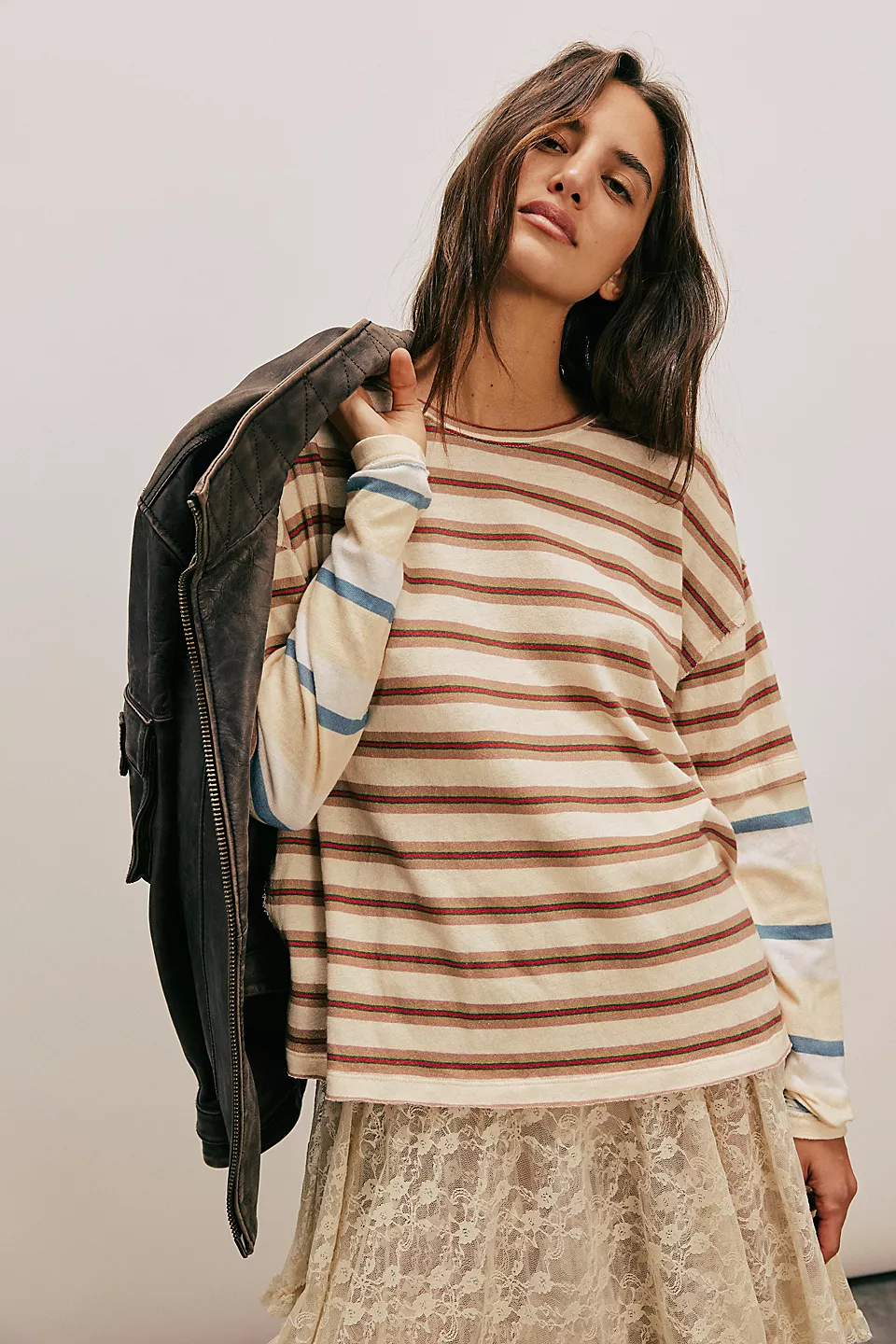 Free People We The Free Nina Stripe Long-Sleeve Tee - NEUTRAL COMBO