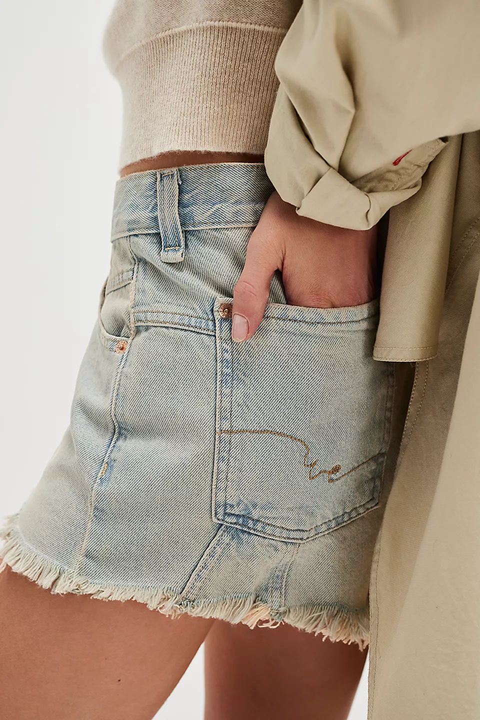 Free People We The Free Now Or Never Denim Shorts - Well Worn - Image 2