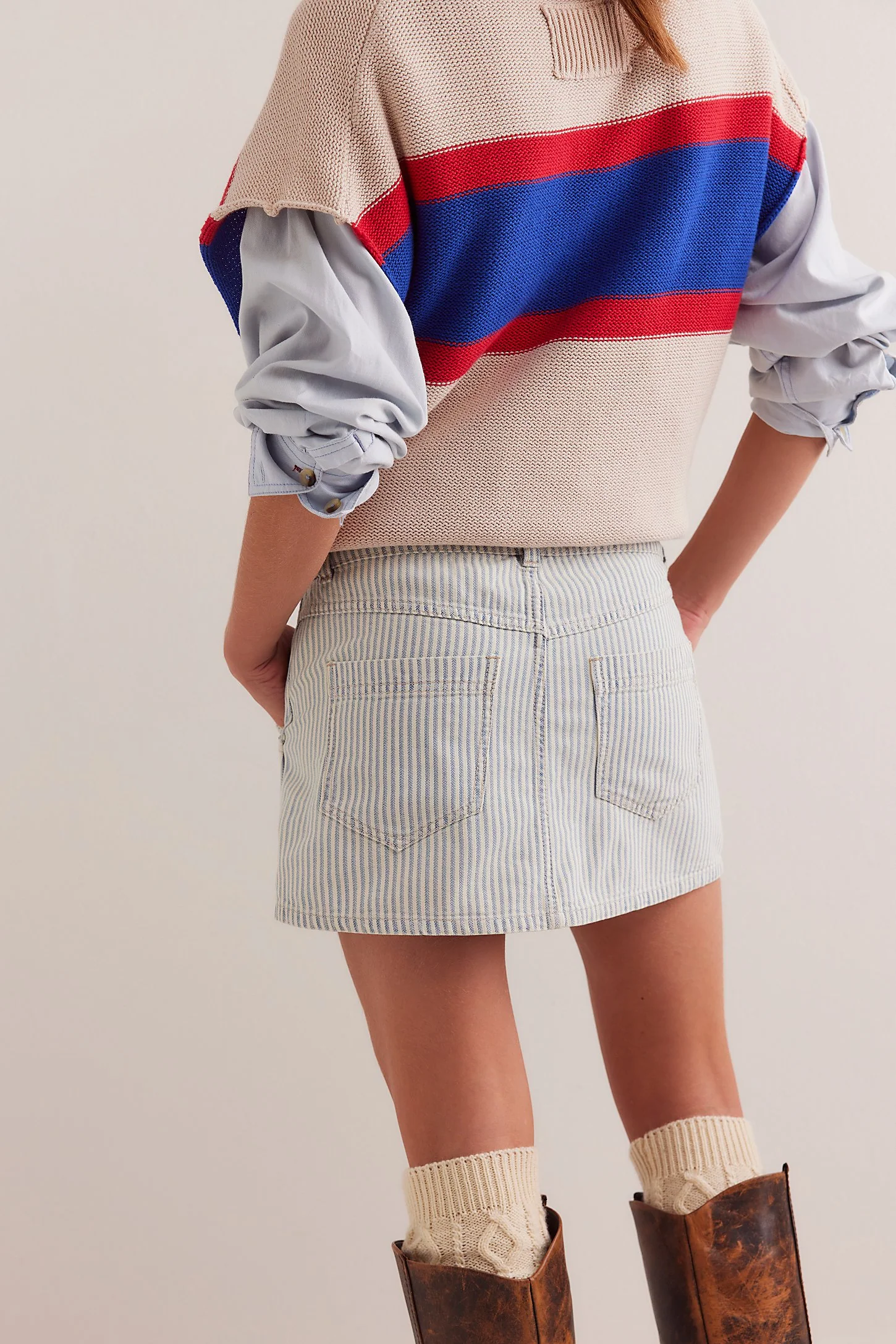 Free People We The Free Wynne Railroad Skirt - Indigo Railroad - Image 2
