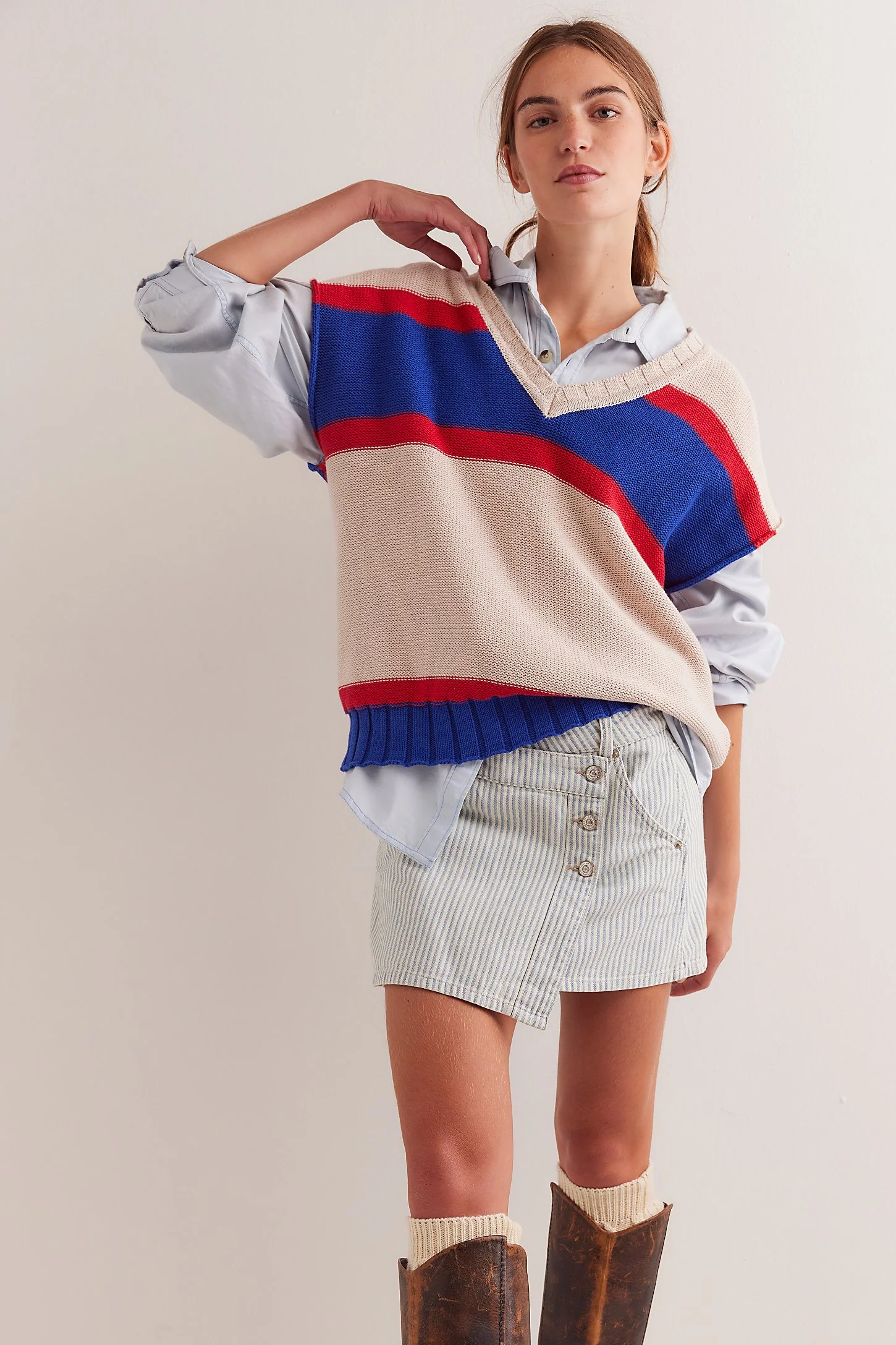 Free People We The Free Wynne Railroad Skirt - Indigo Railroad - Image 3