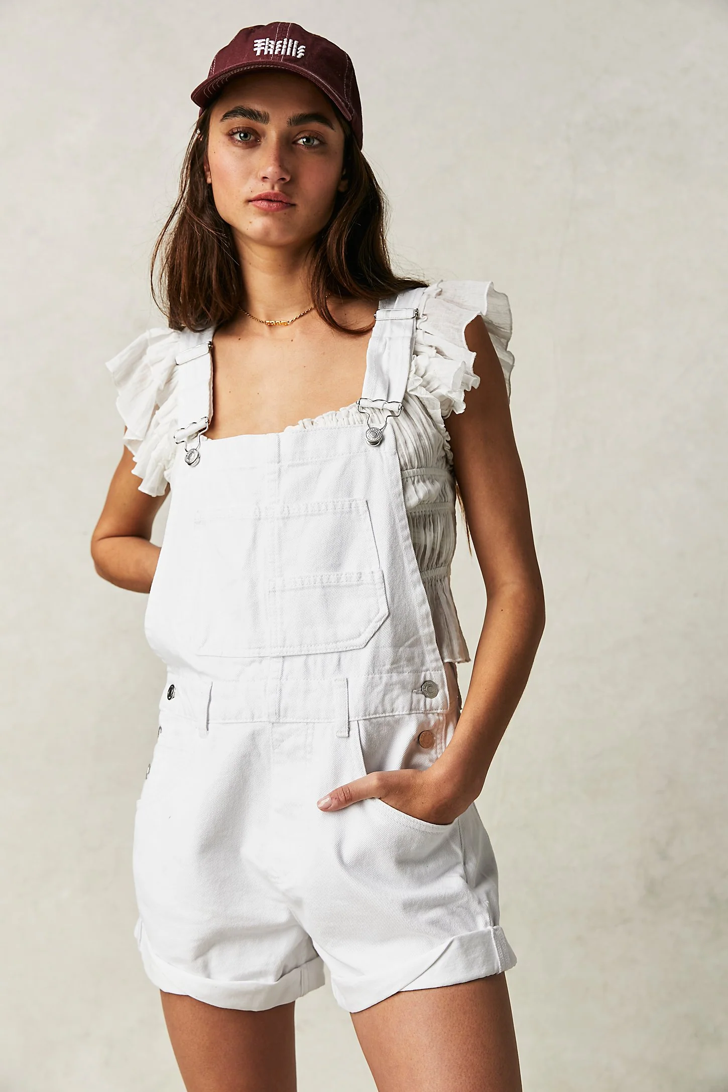 Free People We The Free Ziggy Shortalls - Optic White - Image 2