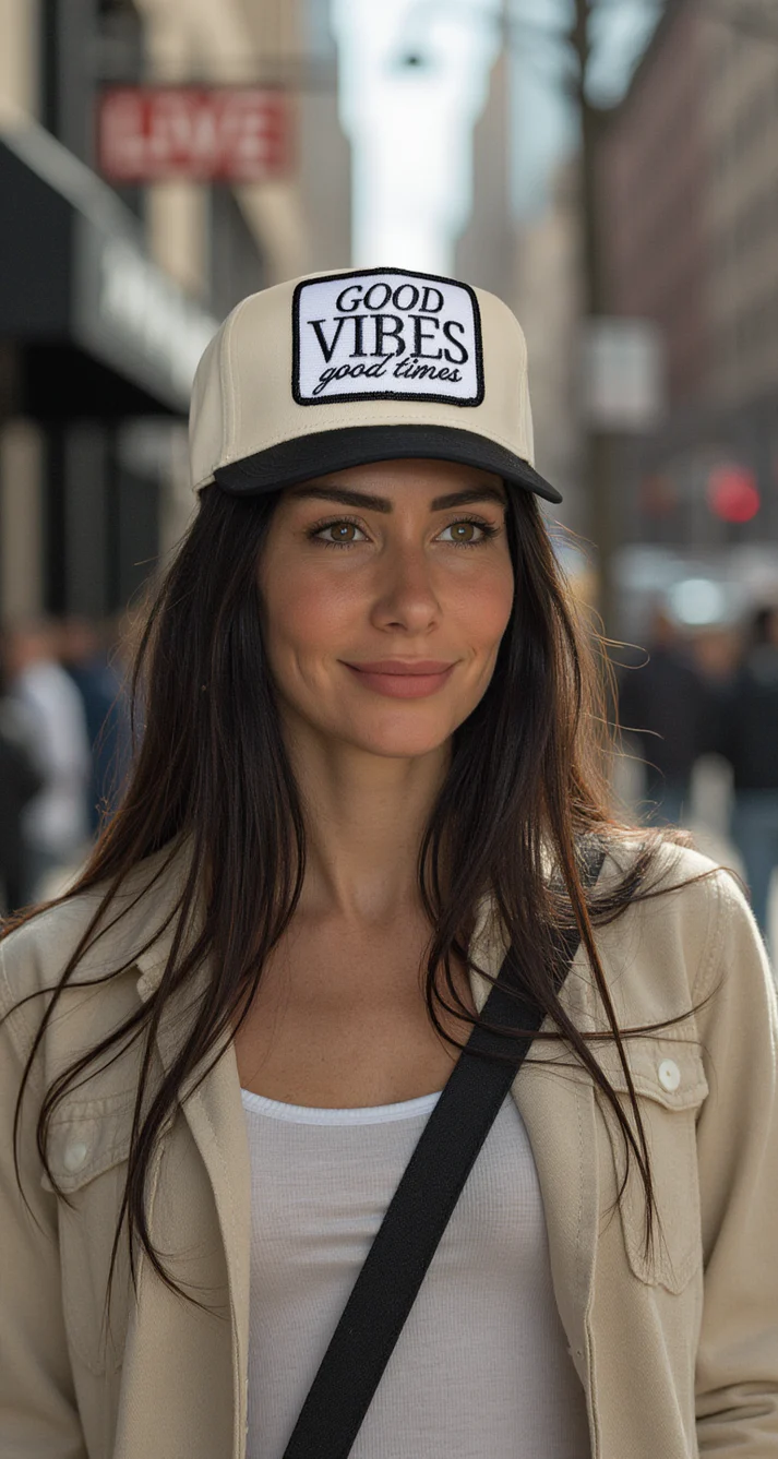 Friday Feeling Good Vibes Good Times Trucker Hat - Grey - Image 2