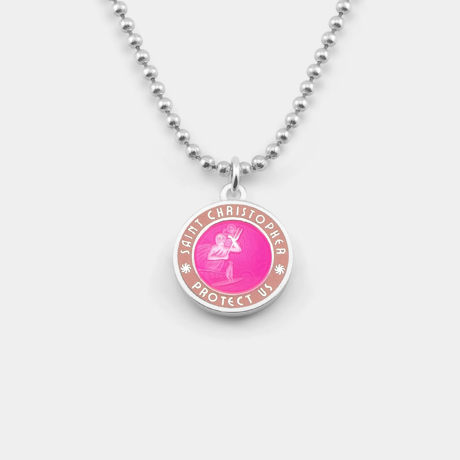 GETBACK SUPPLY Medium St. Christopher Medal Necklace - FUSCHIA/PINK