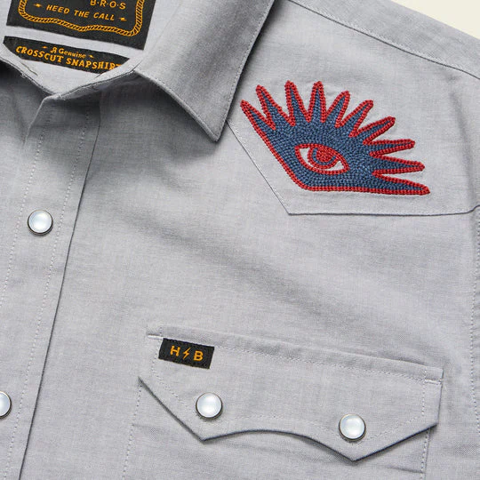 HOWLER BROS Crosscut Deluxe Shortsleeve Shirt - LIGHT GREY - Image 3