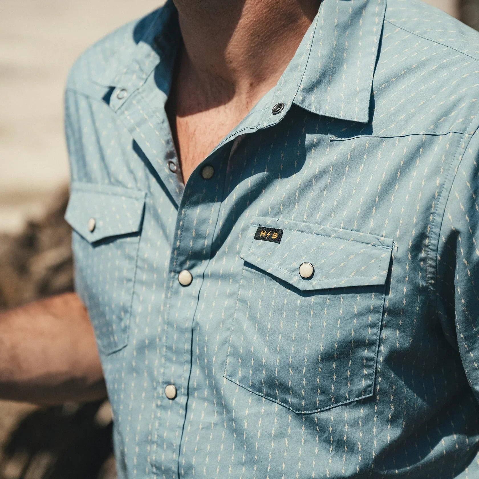 Howler Bros H Bar B Snapshirt - Power Lines: Smoke Blue - Image 2