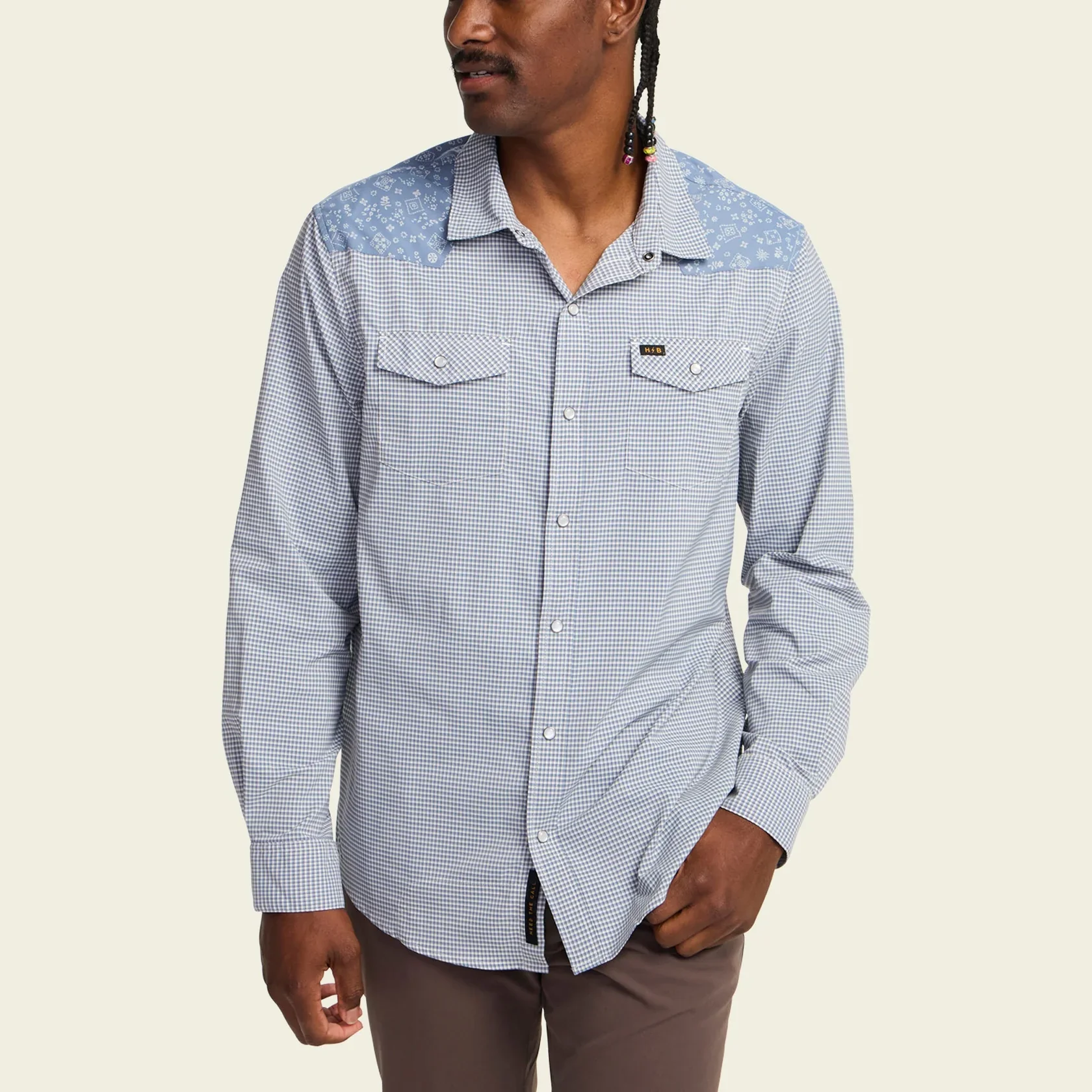 Howler Bros H Bar B Tech Longsleeve - Wild Rag: Blue Mirage - Image 4