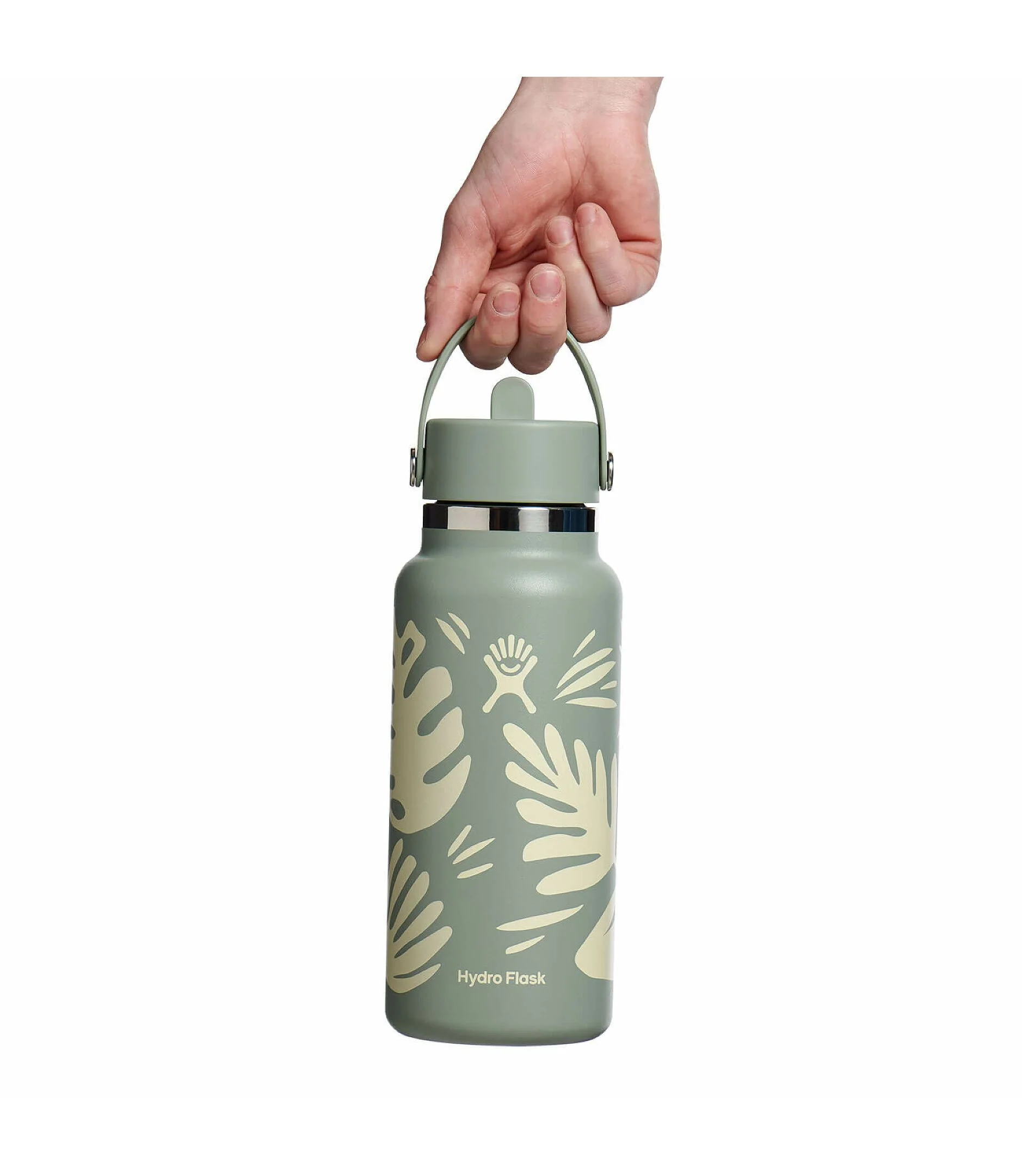 Hydro Flask 34 Oz Wide Mouth With Flex Straw Cap - Botanical Bliss Agave - Image 3