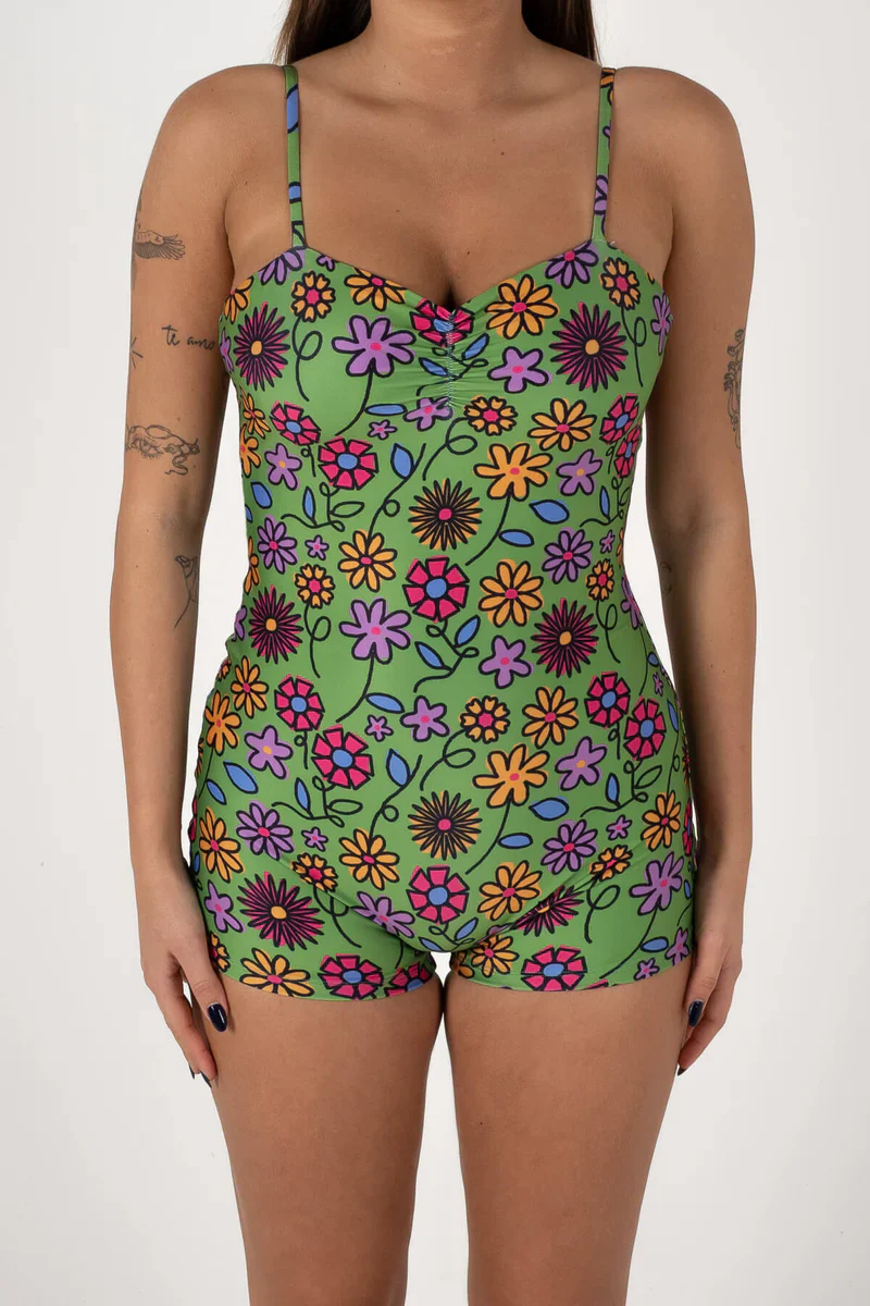 Inner Relm Oh Baby Surf Suit - GREEN FLOWER - Image 2