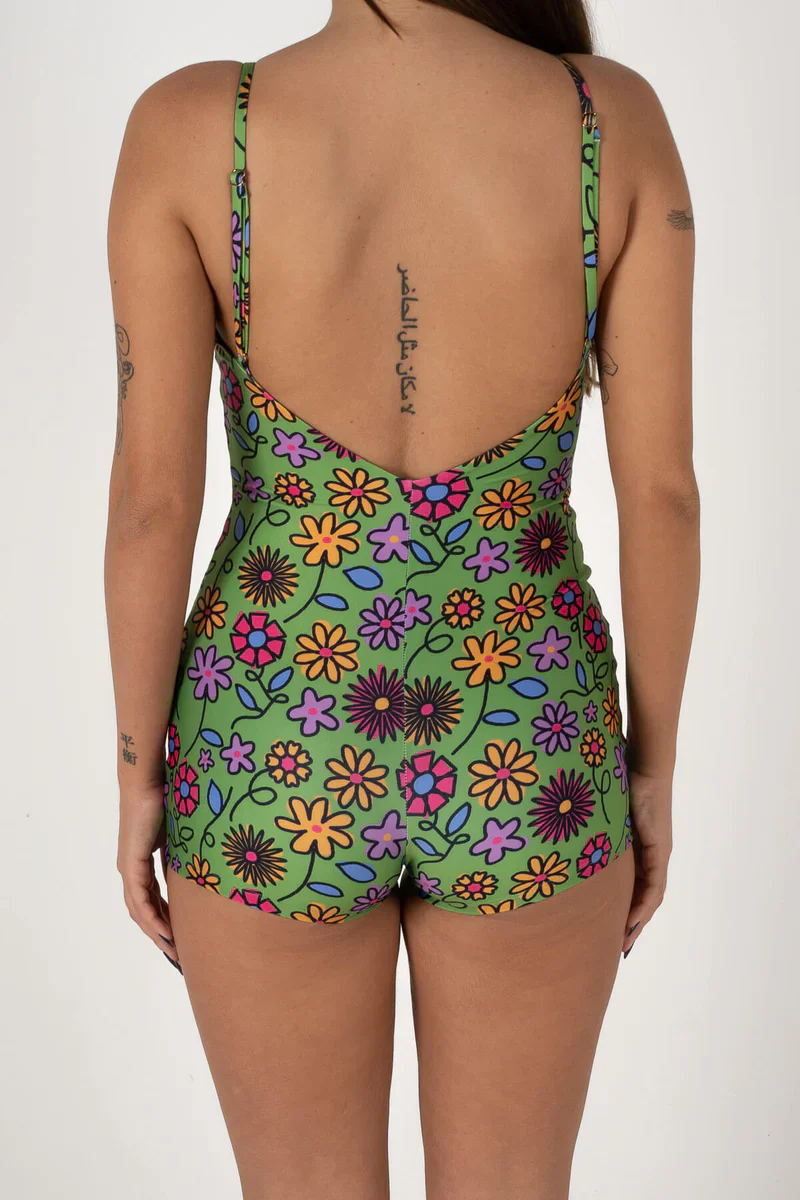 Inner Relm Oh Baby Surf Suit - GREEN FLOWER - Image 3