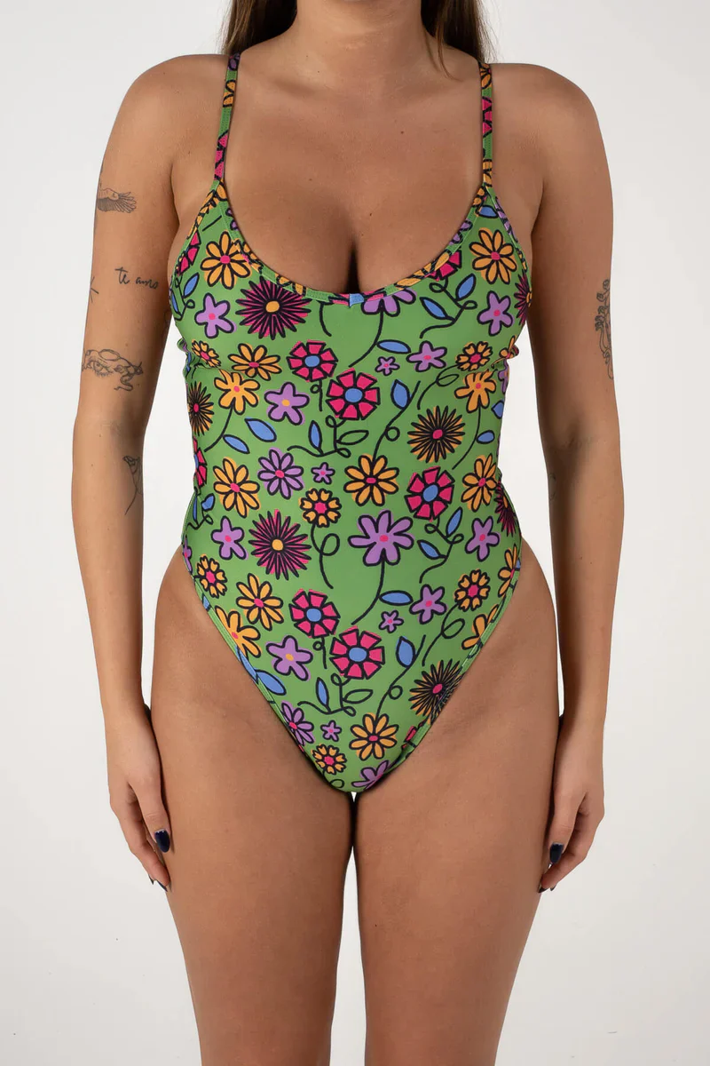Inner Relm Poolside One Piece - GREEN FLOWER - Image 2
