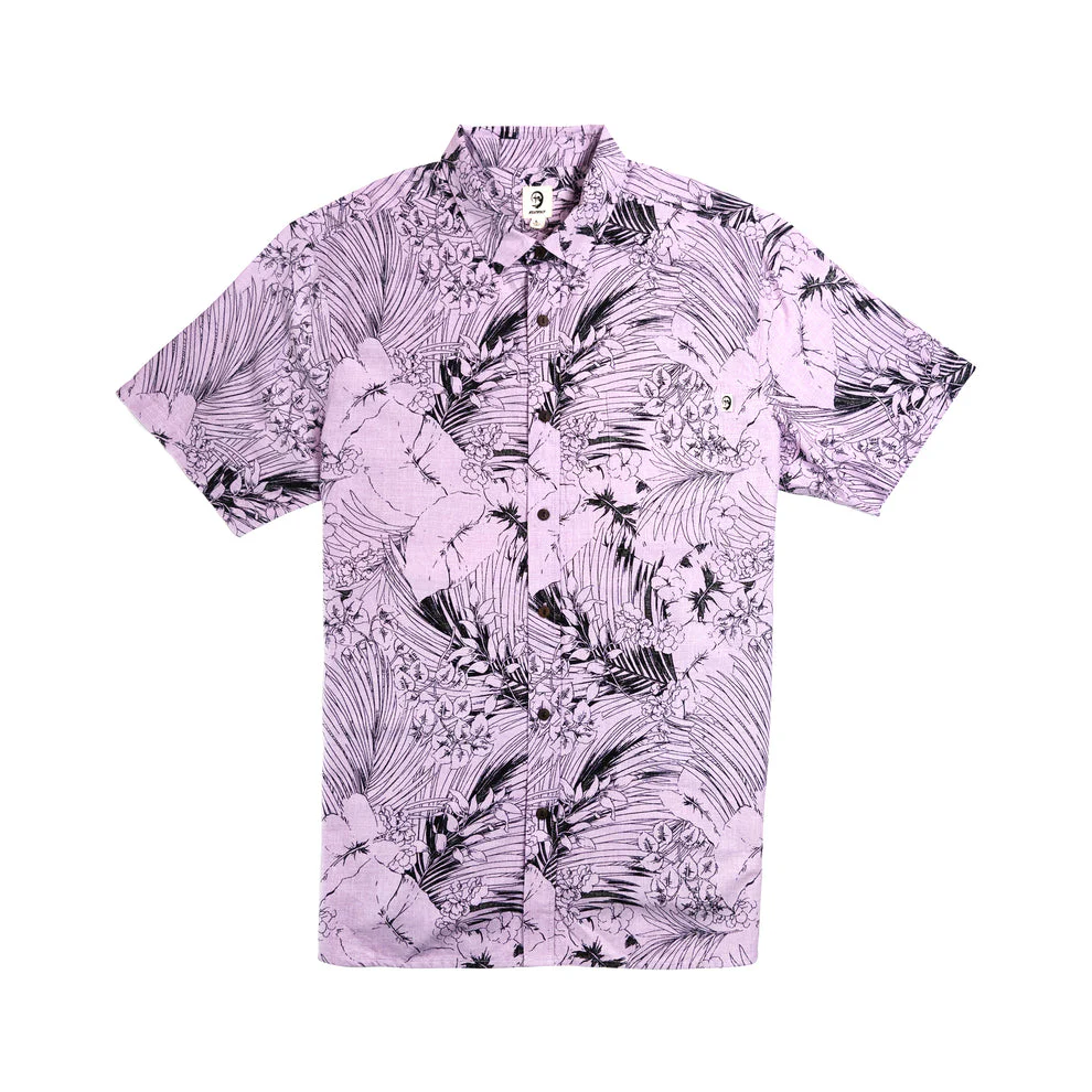 Instinct Botanical Short Sleeve Button Up Shirt - Mauve