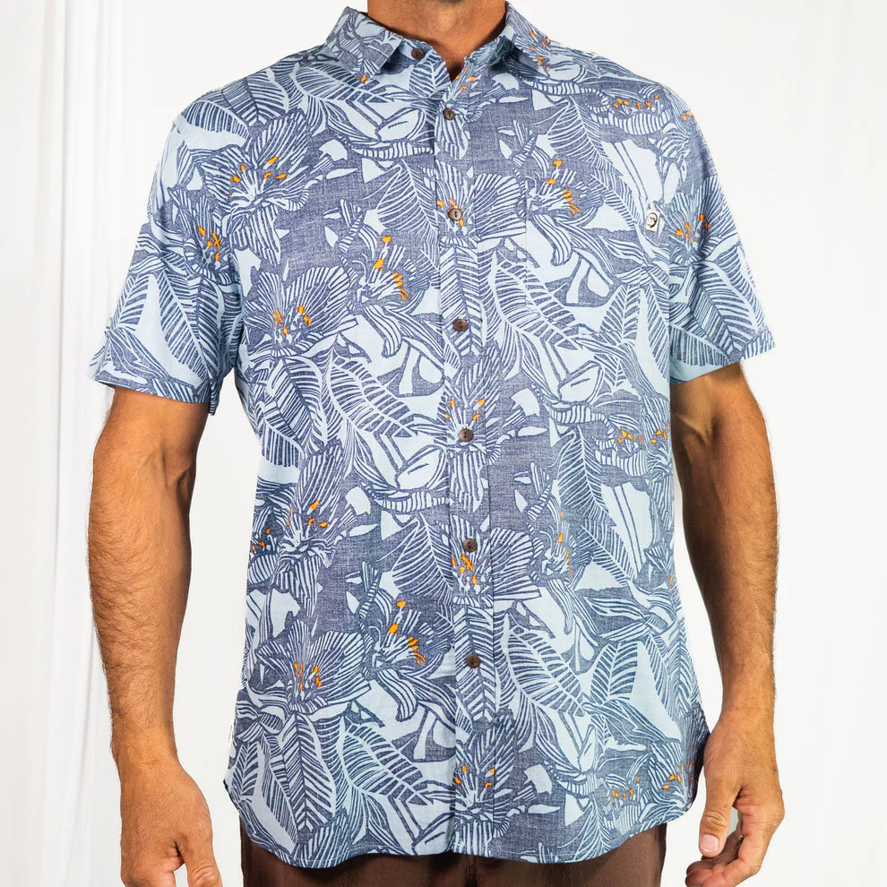 Instinct Durban Short Sleeve Button Up Shirt - Blue - Image 3