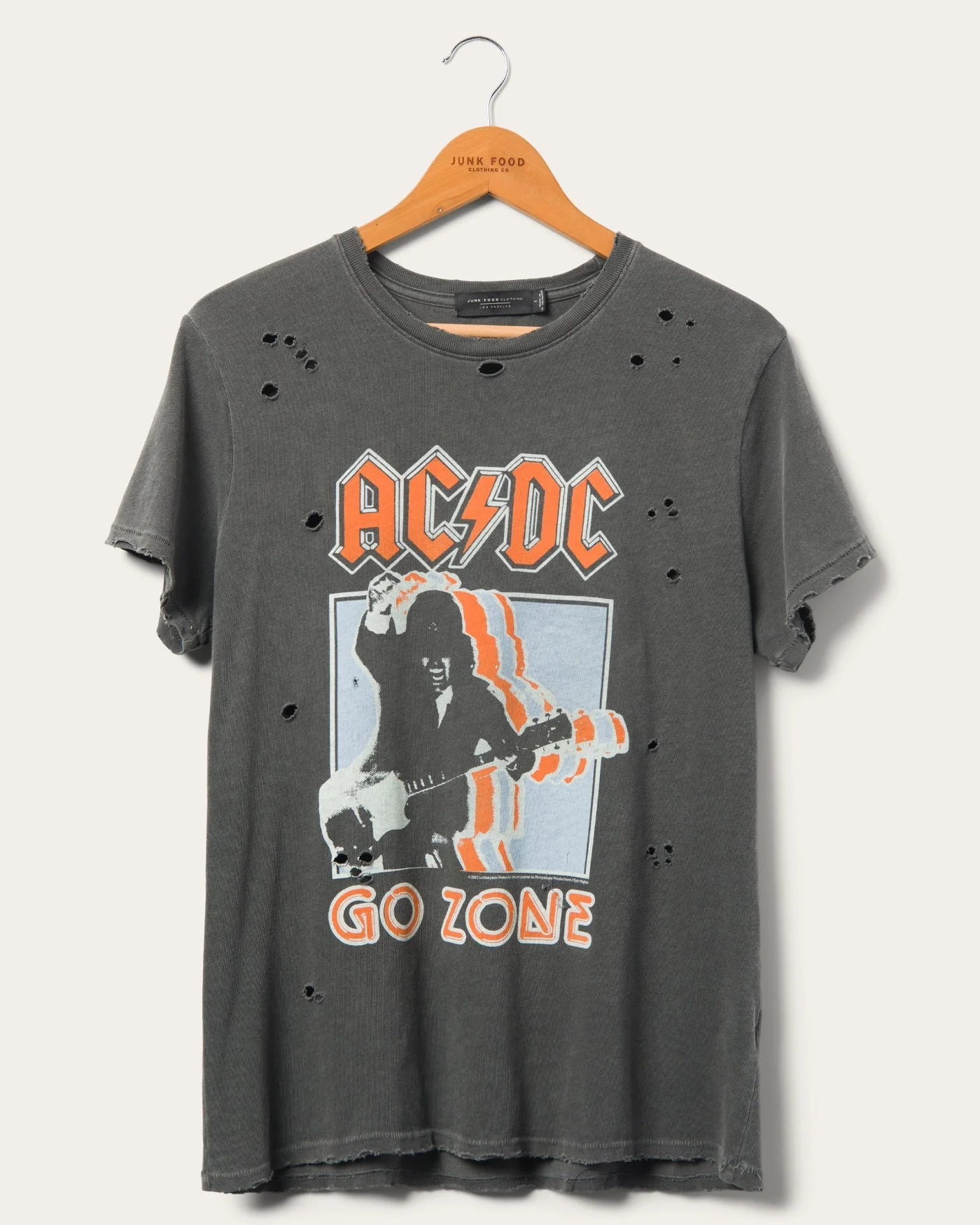 Junk Food AC/DC GO ZONE VINTAGE DESTROY TEE- VINTAGE BLACK - Image 3